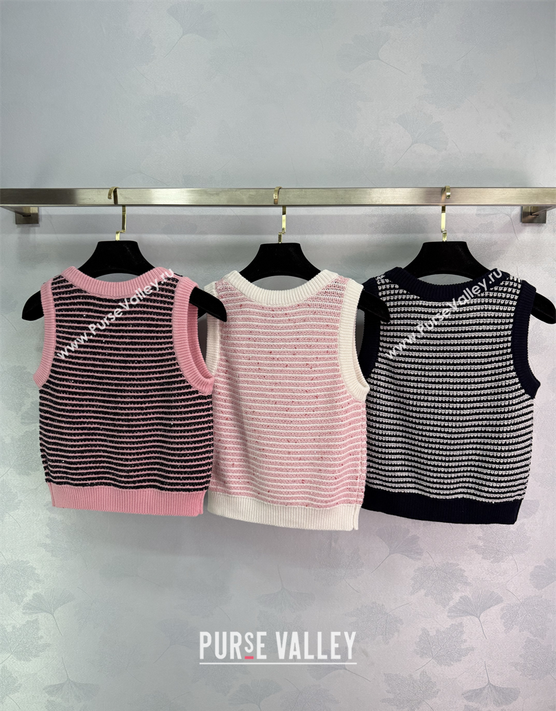 Chanel Wool Knit Vest Black/White 2025 CH101508 (QI-251015052)