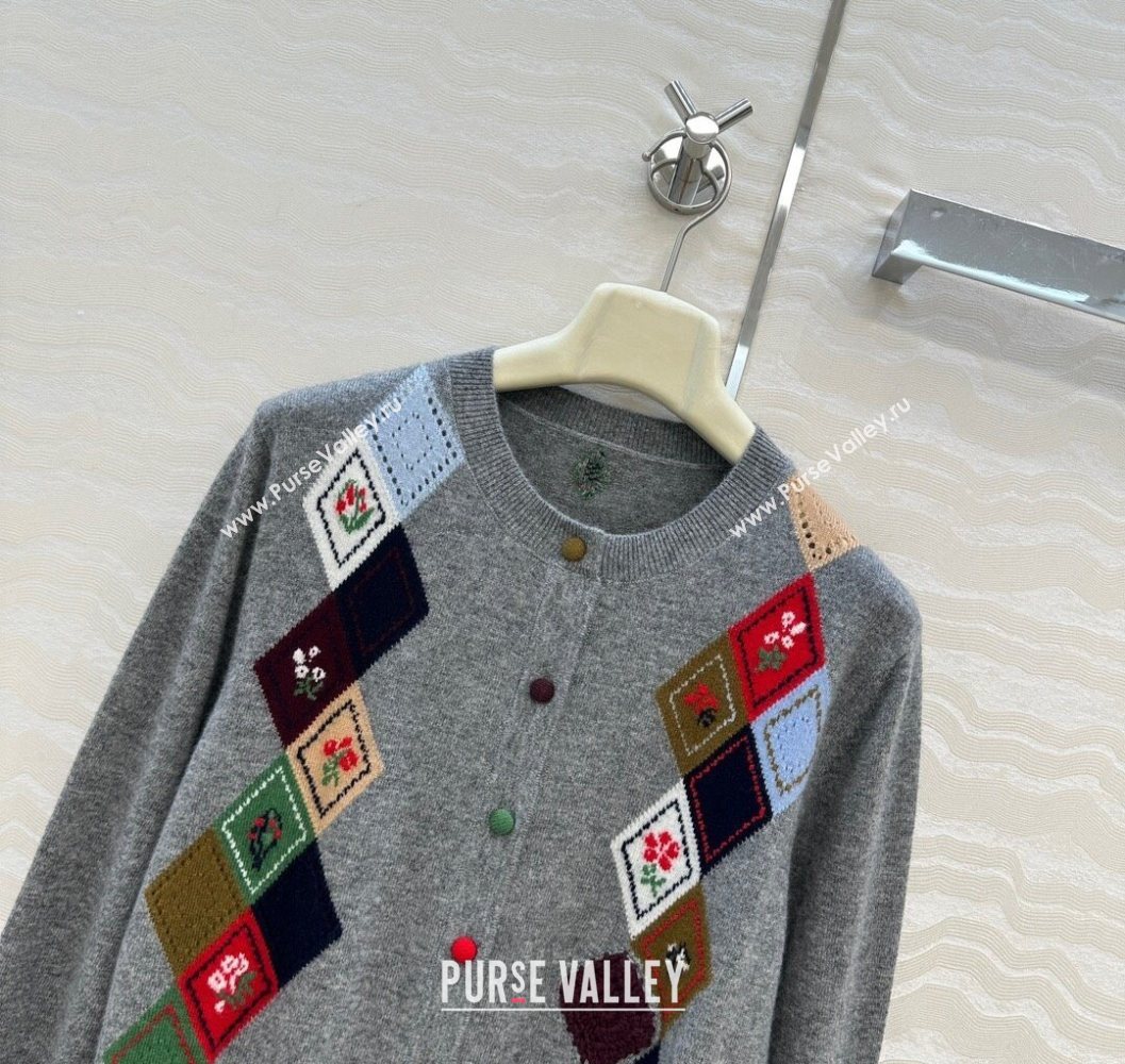 Ermanno Scervino Wool Cardigan with Embroidery Light Grey 2025 (QI-251015074)