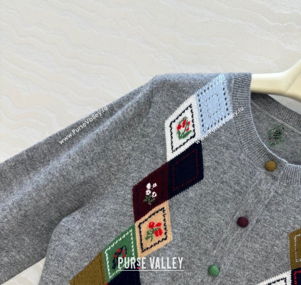 Ermanno Scervino Wool Cardigan with Embroidery Light Grey 2025 (QI-251015074)