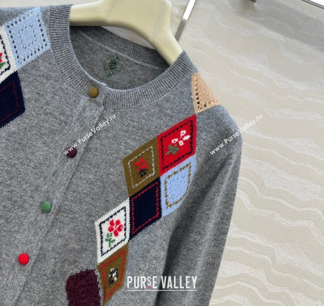 Ermanno Scervino Wool Cardigan with Embroidery Light Grey 2025 (QI-251015074)