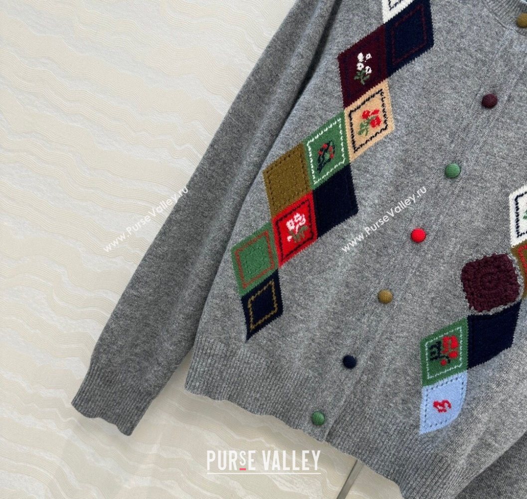 Ermanno Scervino Wool Cardigan with Embroidery Light Grey 2025 (QI-251015074)