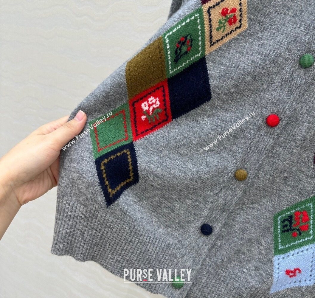 Ermanno Scervino Wool Cardigan with Embroidery Light Grey 2025 (QI-251015074)