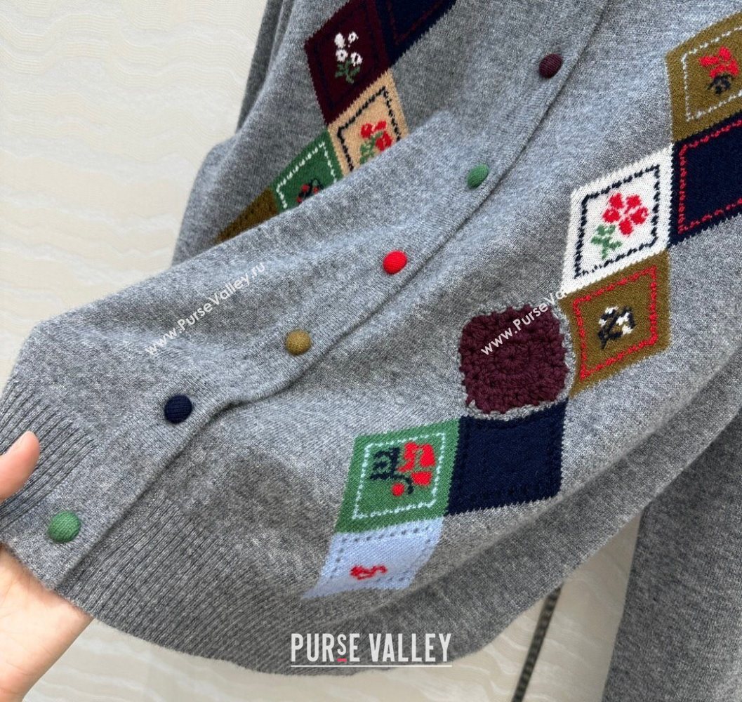 Ermanno Scervino Wool Cardigan with Embroidery Light Grey 2025 (QI-251015074)