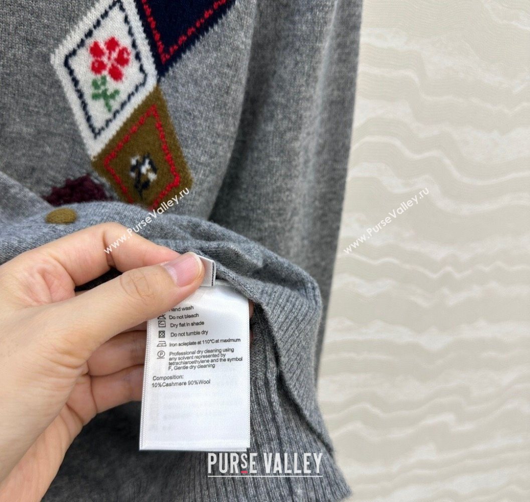 Ermanno Scervino Wool Cardigan with Embroidery Light Grey 2025 (QI-251015074)