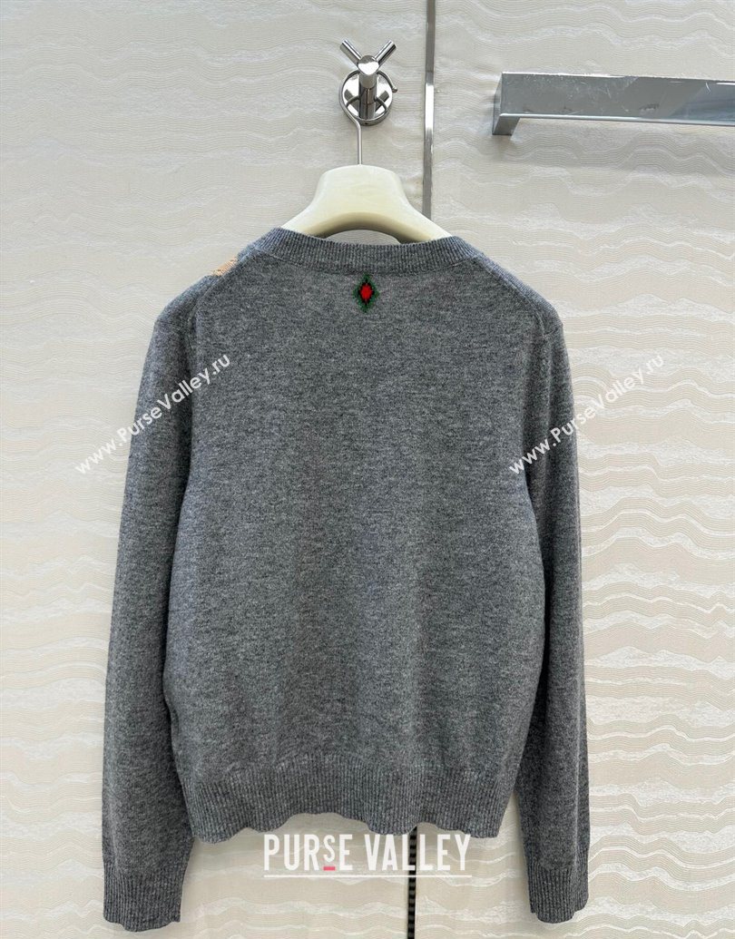 Ermanno Scervino Wool Cardigan with Embroidery Light Grey 2025 (QI-251015074)