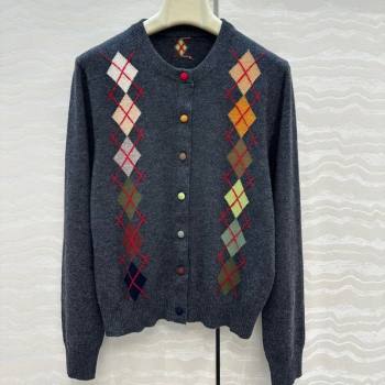 Ermanno Scervino Wool Cashmere Cardigan with Embroidery Dark Grey 2025 (QI-251015075)