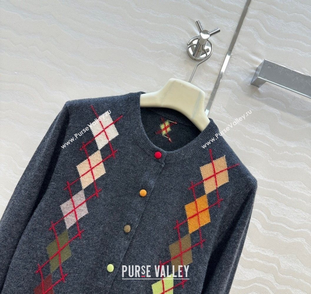 Ermanno Scervino Wool Cashmere Cardigan with Embroidery Dark Grey 2025 (QI-251015075)