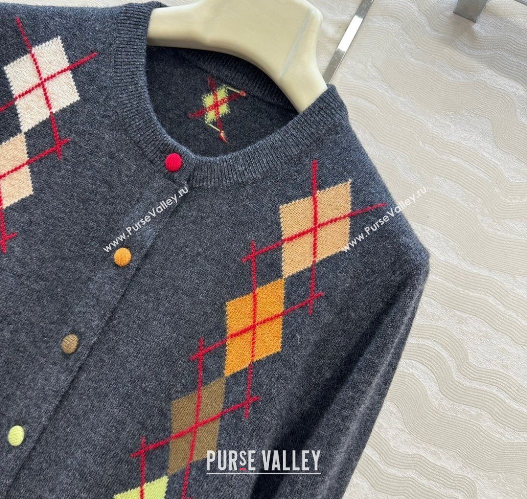 Ermanno Scervino Wool Cashmere Cardigan with Embroidery Dark Grey 2025 (QI-251015075)