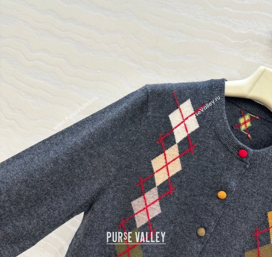 Ermanno Scervino Wool Cashmere Cardigan with Embroidery Dark Grey 2025 (QI-251015075)