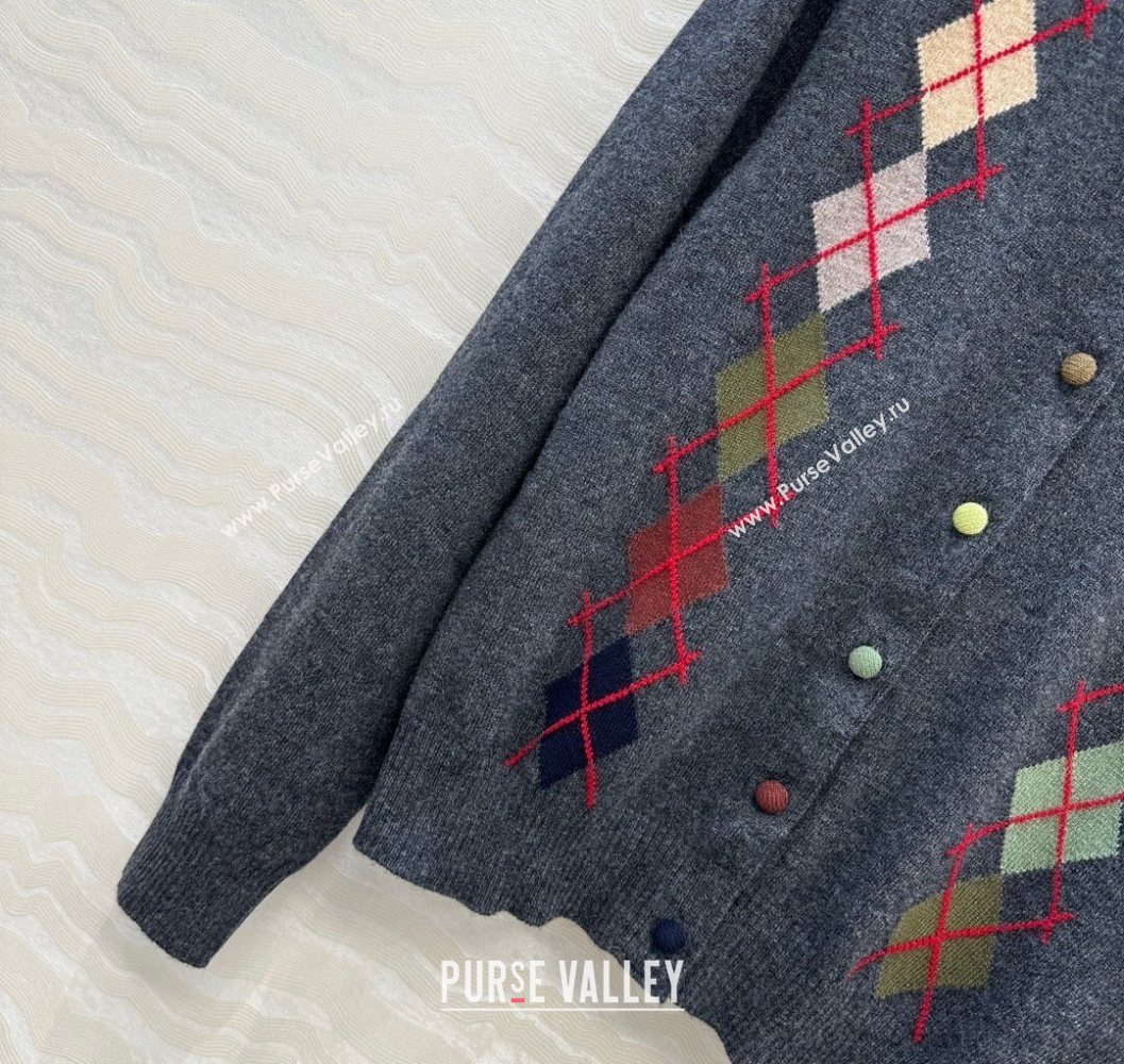 Ermanno Scervino Wool Cashmere Cardigan with Embroidery Dark Grey 2025 (QI-251015075)