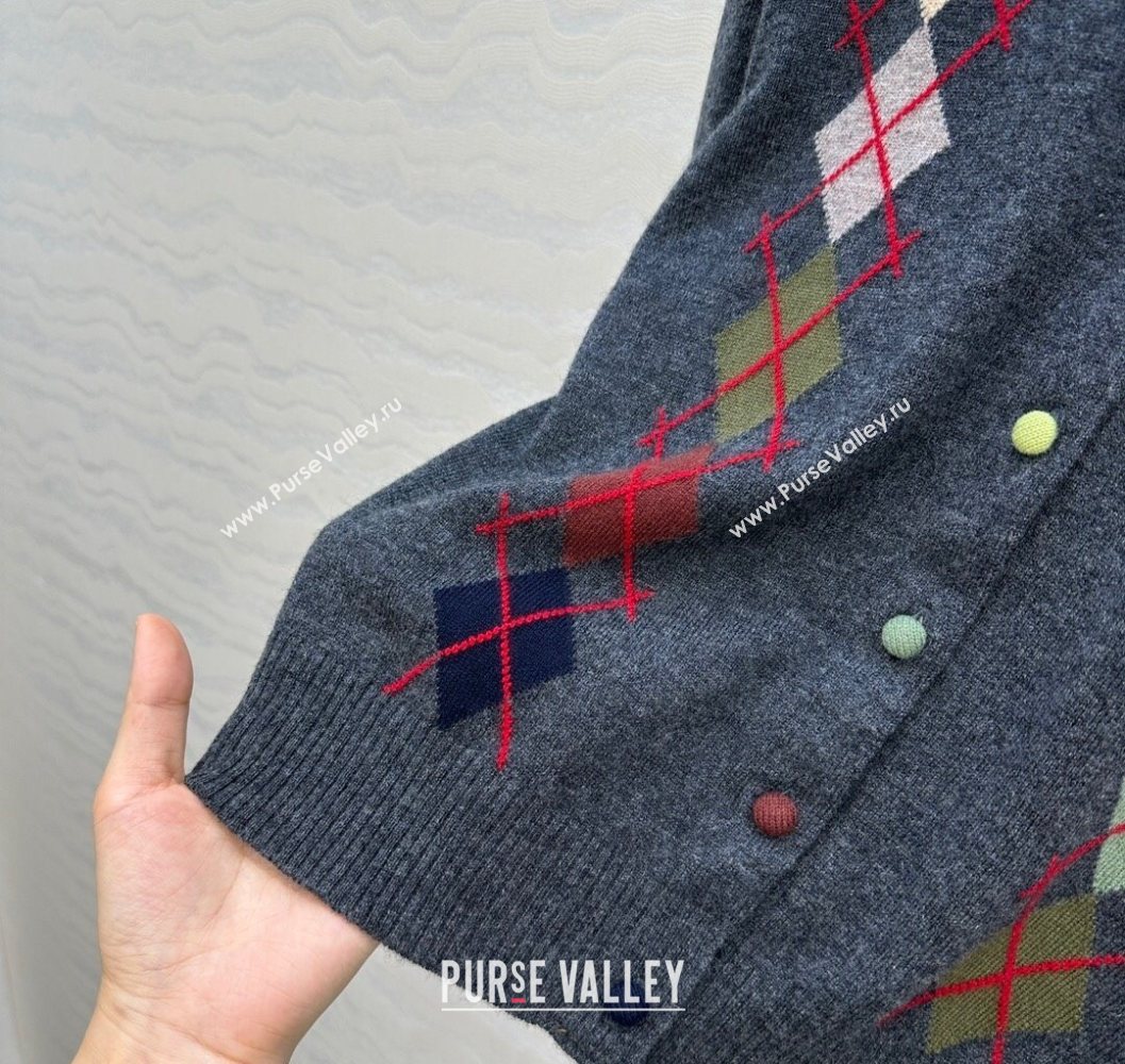 Ermanno Scervino Wool Cashmere Cardigan with Embroidery Dark Grey 2025 (QI-251015075)