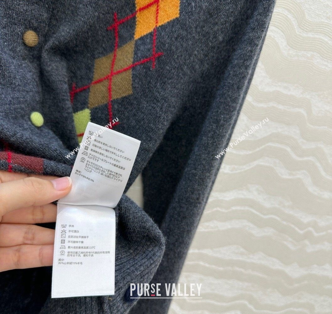 Ermanno Scervino Wool Cashmere Cardigan with Embroidery Dark Grey 2025 (QI-251015075)