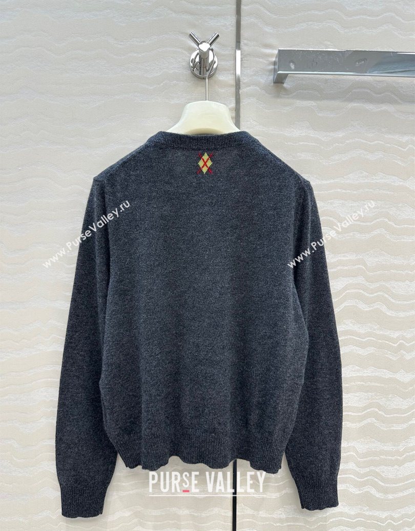 Ermanno Scervino Wool Cashmere Cardigan with Embroidery Dark Grey 2025 (QI-251015075)