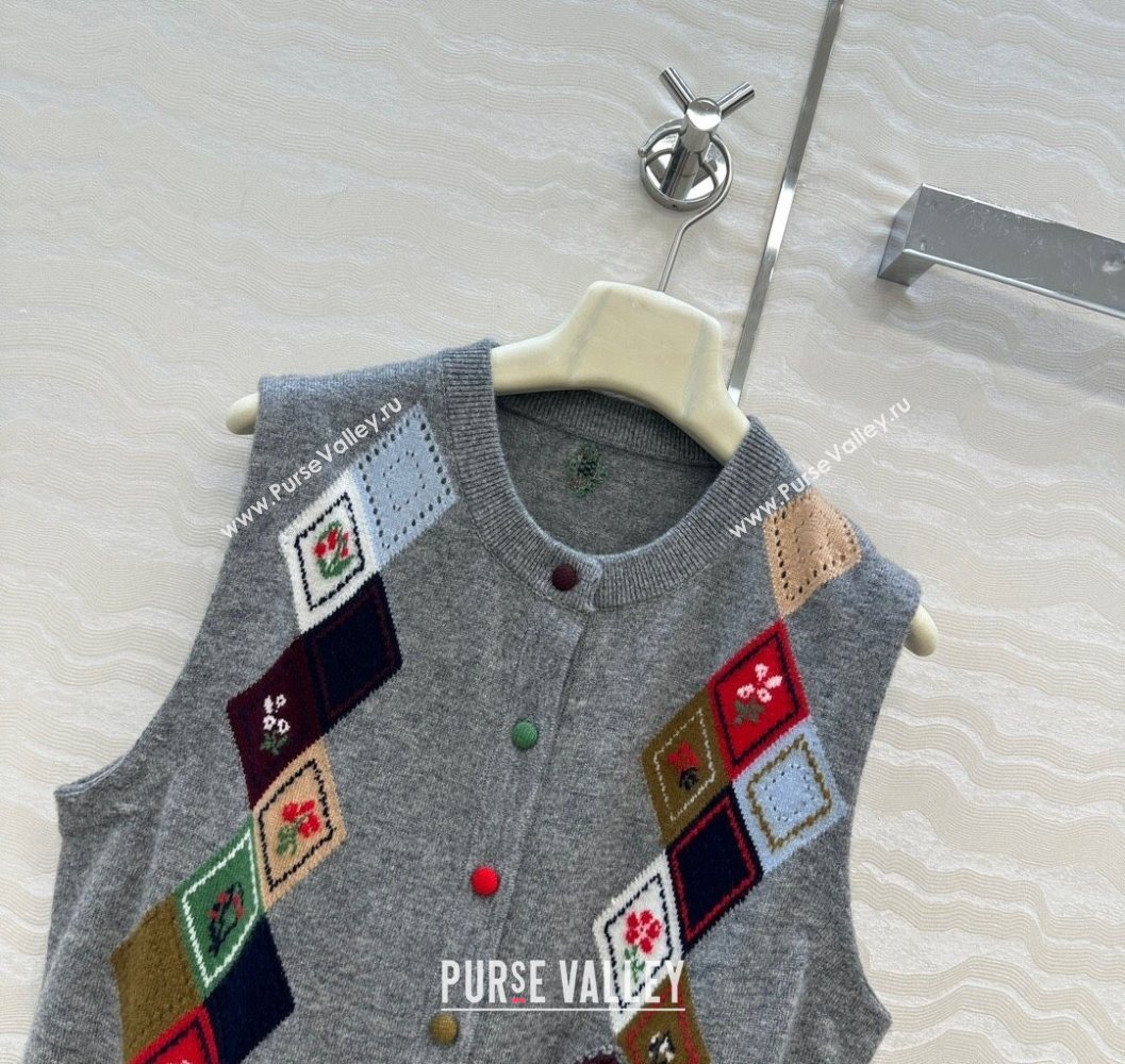 Ermanno Scervino Wool Cashmere Vest with Embroidery Grey 2025 (QI-251015073)