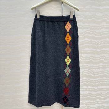 Ermanno Scervino Wool Cashmere Skirt with Embroidery Grey 2025 (QI-251015077)