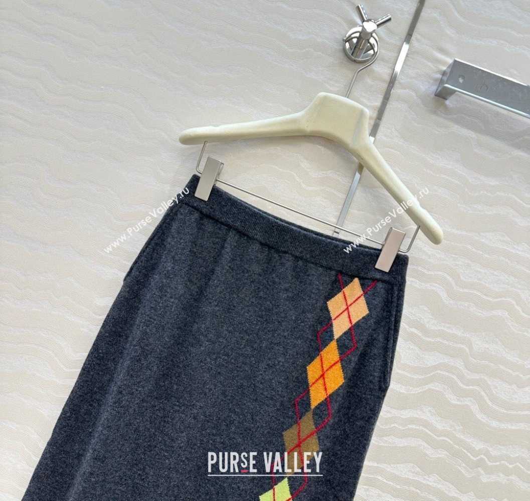 Ermanno Scervino Wool Cashmere Skirt with Embroidery Grey 2025 (QI-251015077)