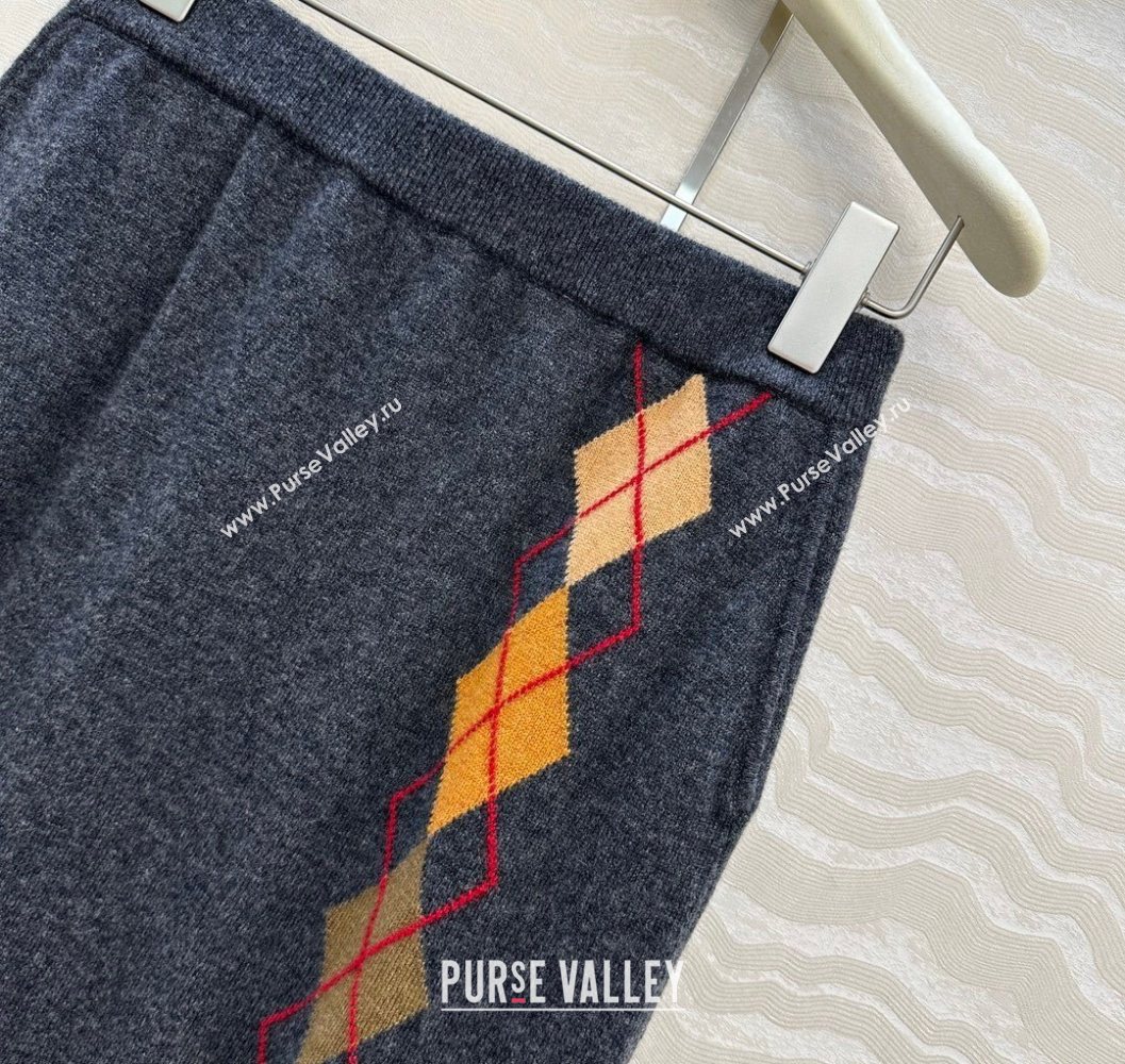 Ermanno Scervino Wool Cashmere Skirt with Embroidery Grey 2025 (QI-251015077)