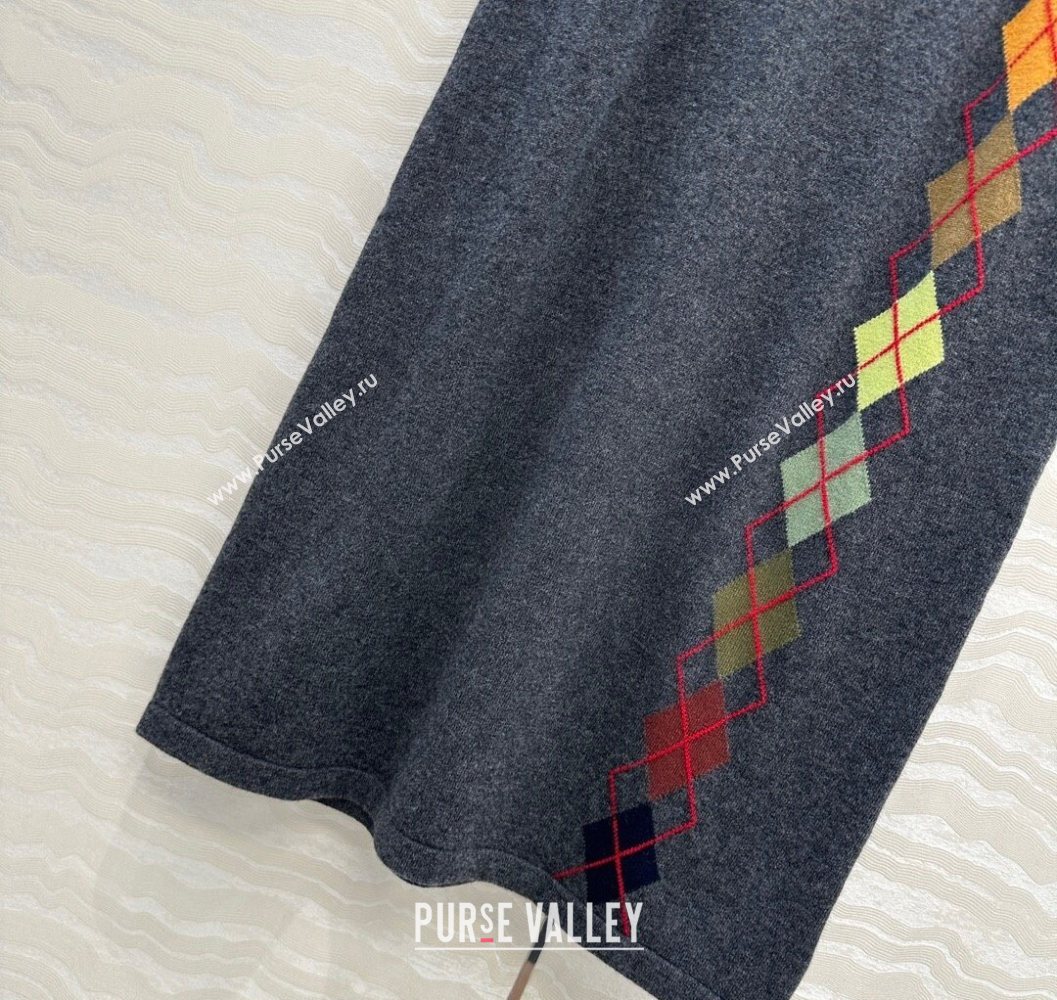 Ermanno Scervino Wool Cashmere Skirt with Embroidery Grey 2025 (QI-251015077)