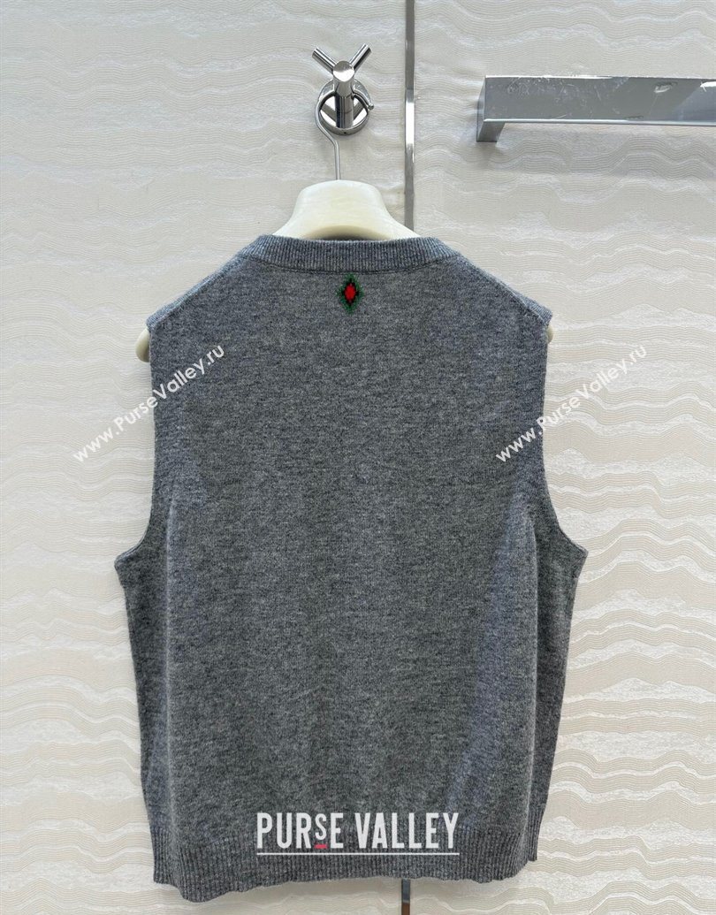 Ermanno Scervino Wool Cashmere Vest with Embroidery Grey 2025 (QI-251015073)