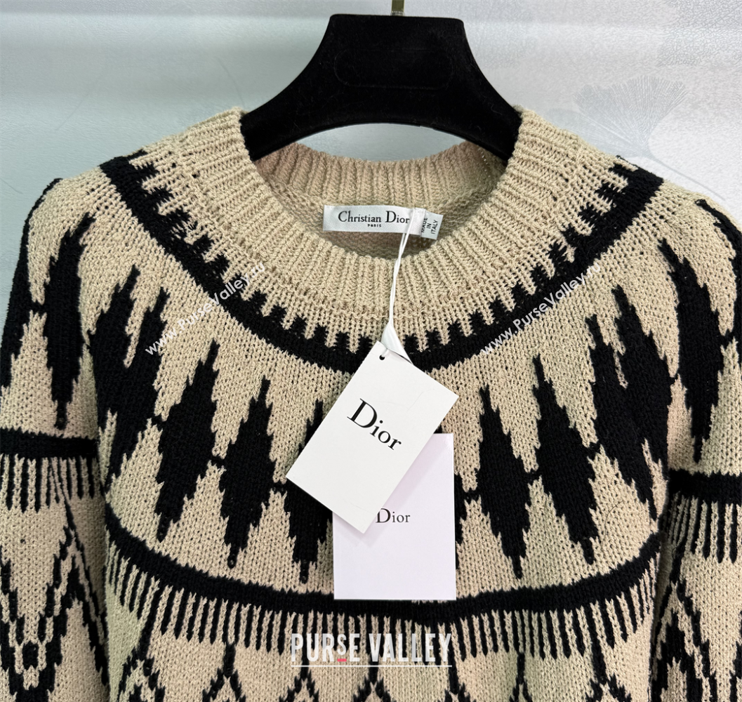 Dior Wool Cashmere Crochet Sweater Beige 2025 1015 (QI-251015102)