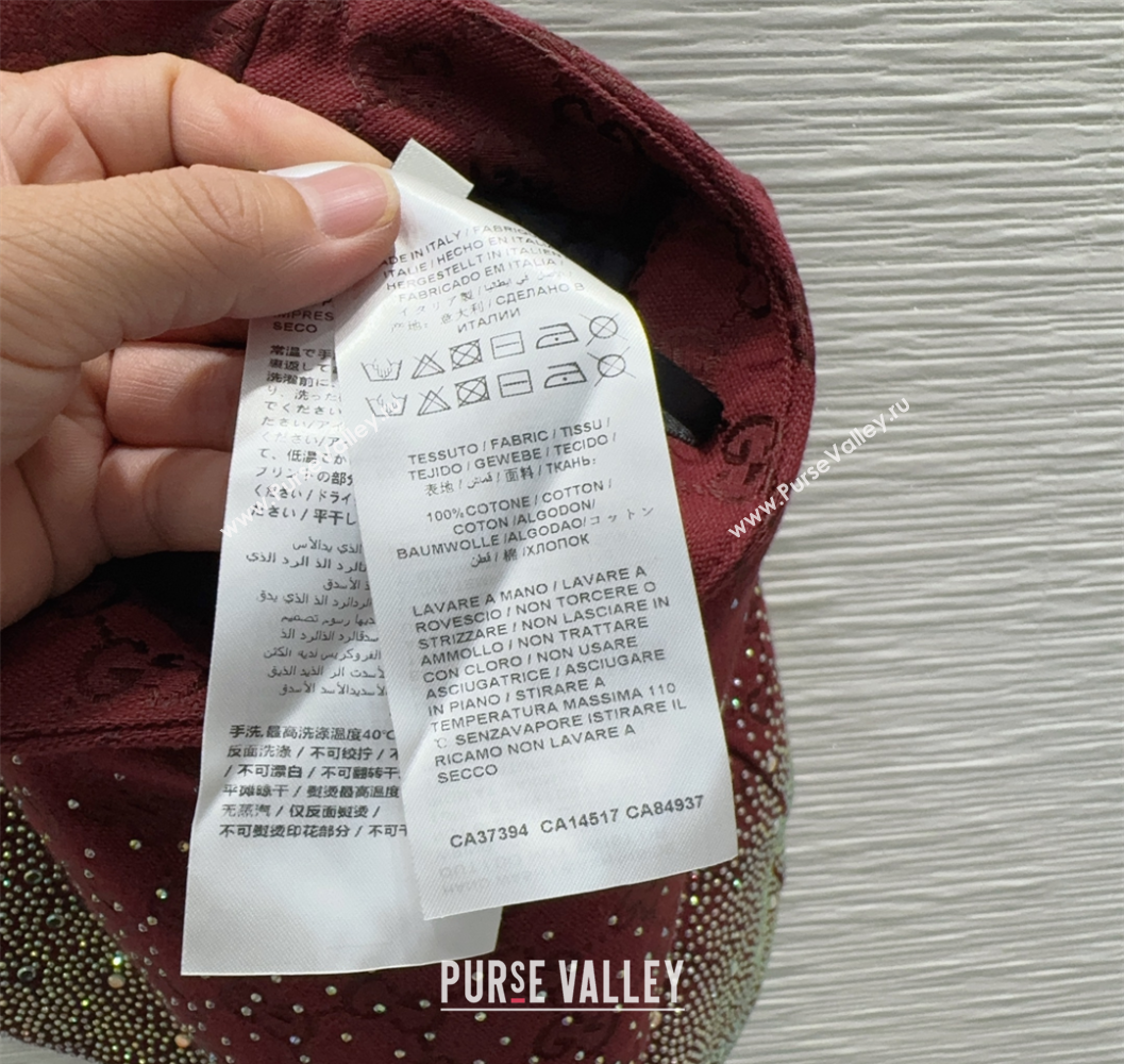 Gucci GG and Cotton Padded Mini Skirt with Strass Red 2025 1015 (QI-251015106)