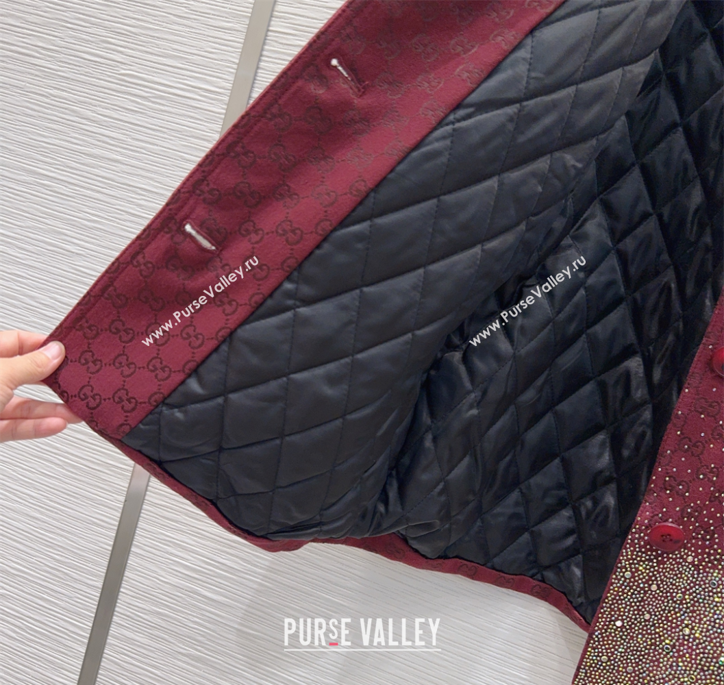 Gucci GG and Cotton Padded Jacket with Strass Red 2025 1015 (QI-251015108)