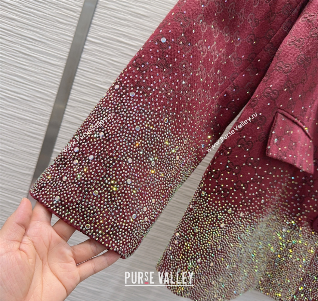 Gucci GG and Cotton Padded Jacket with Strass Red 2025 1015 (QI-251015108)