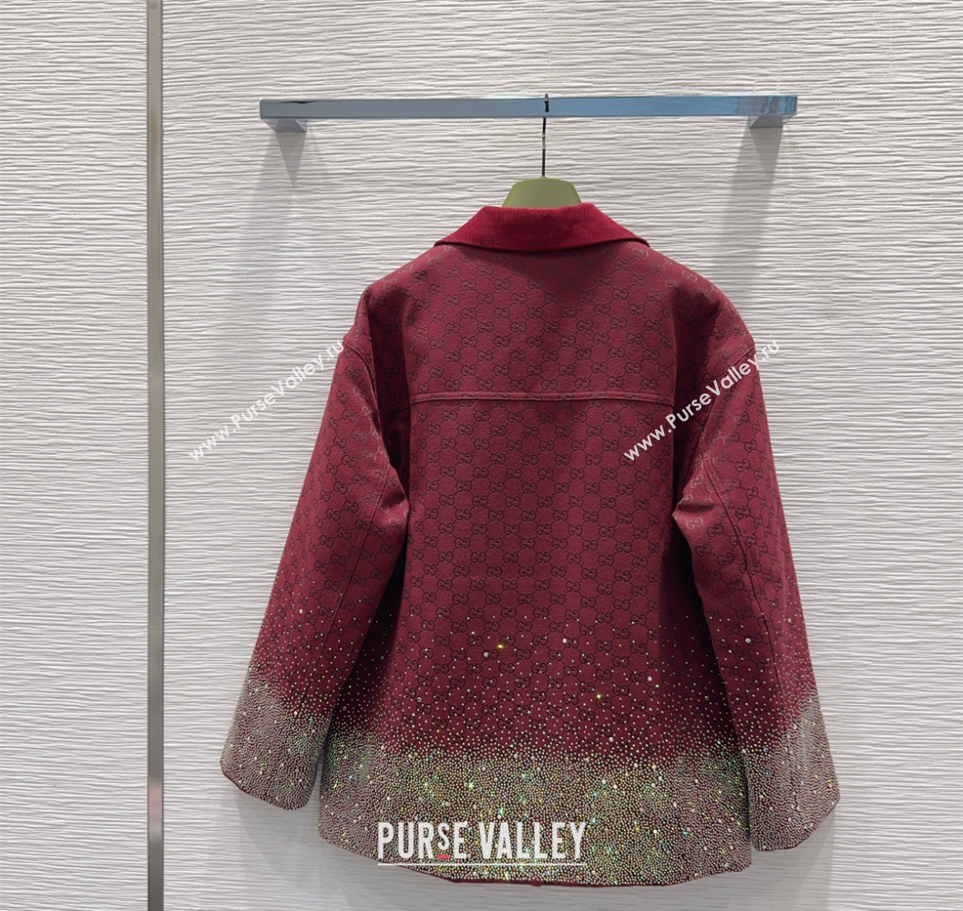 Gucci GG and Cotton Padded Jacket with Strass Red 2025 1015 (QI-251015108)