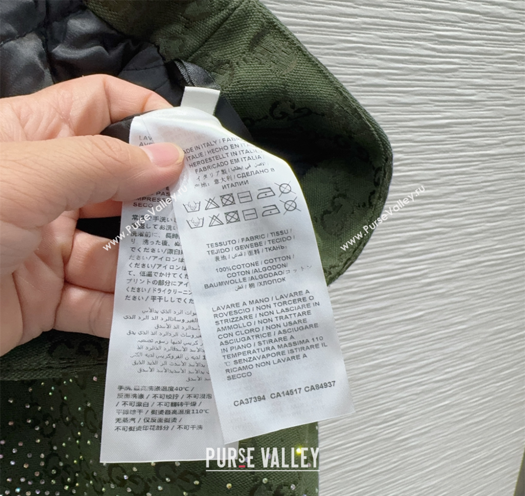 Gucci GG and Cotton Padded Mini Skirt with Strass Green 2025 1015 (QI-251015107)