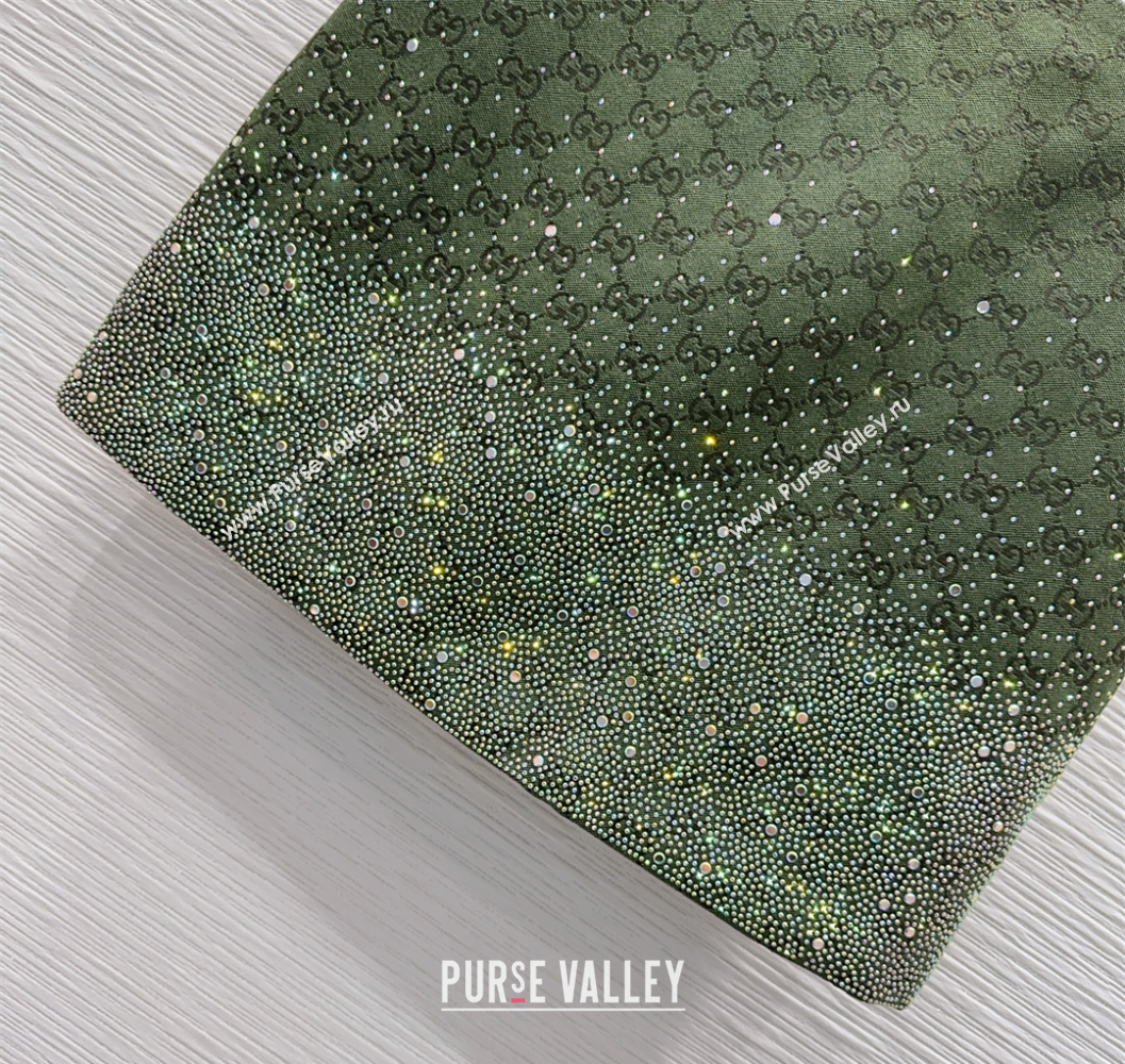 Gucci GG and Cotton Padded Mini Skirt with Strass Green 2025 1015 (QI-251015107)