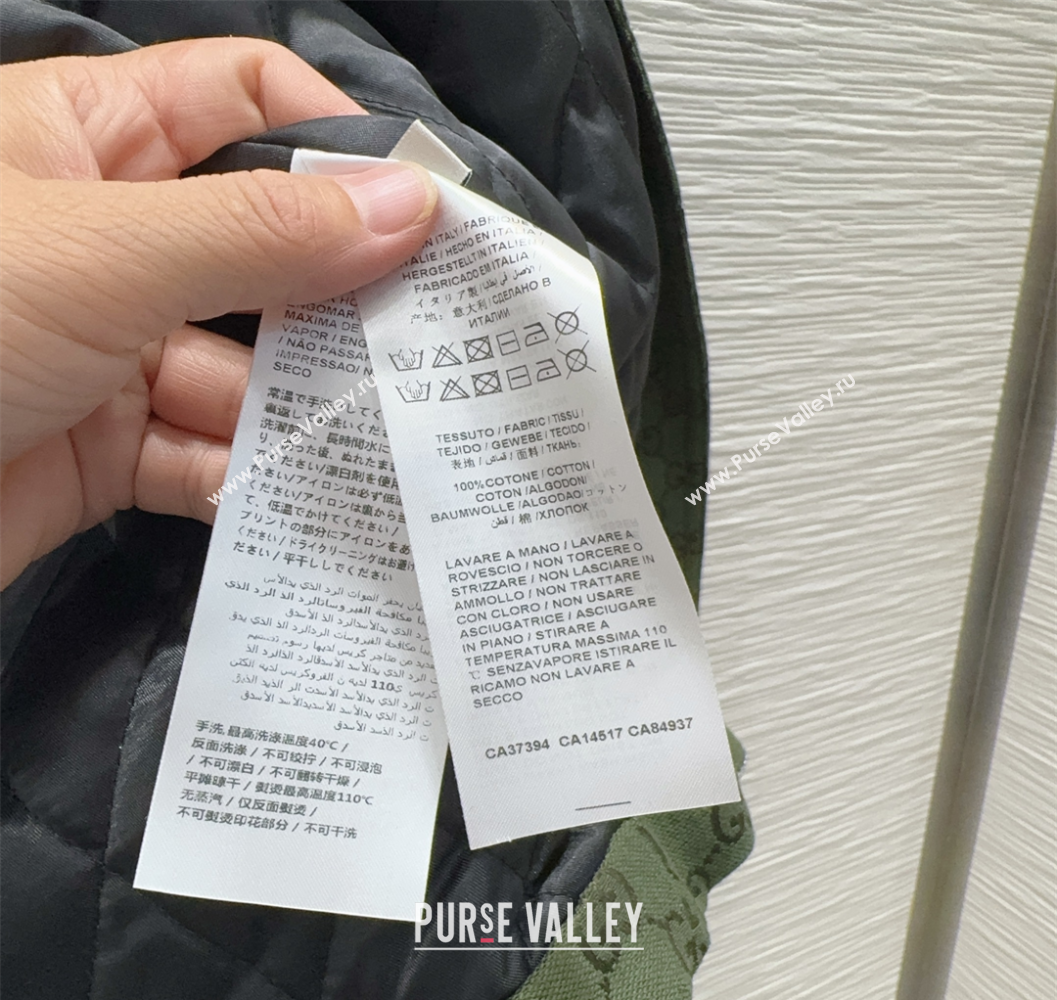 Gucci GG and Cotton Padded Jacket with Strass Green 2025 1015 (QI-251015109)