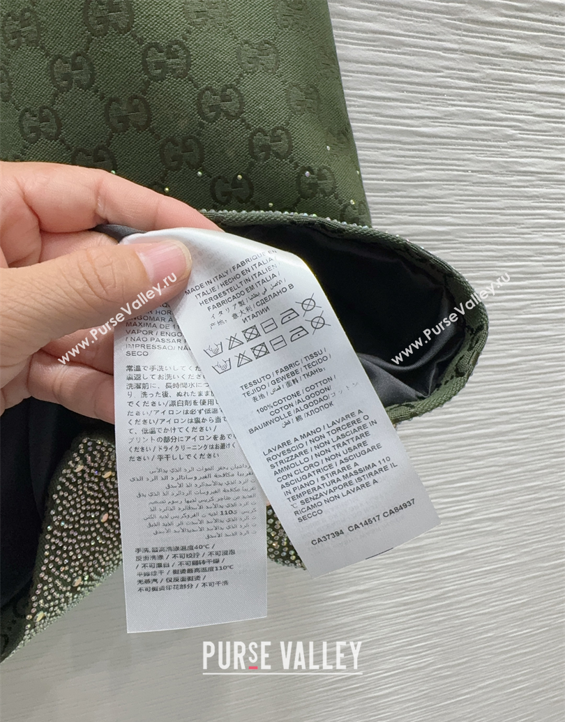 Gucci GG and Cotton Padded Dress with Strass Green 2025 1015 (QI-251015110)