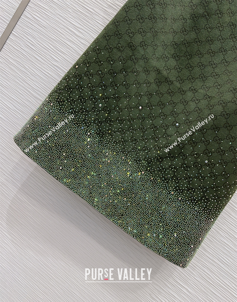 Gucci GG and Cotton Padded Dress with Strass Green 2025 1015 (QI-251015110)