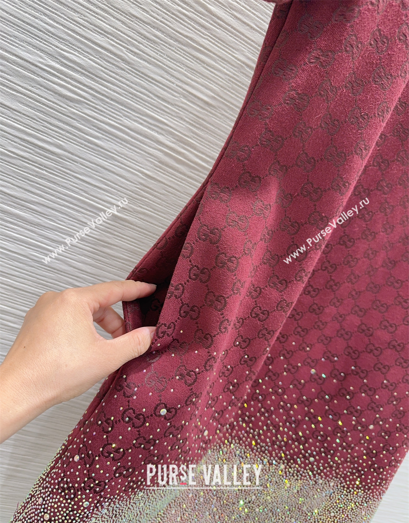 Gucci GG and Cotton Padded Dress with Strass Red 2025 1015 (QI-251015111)