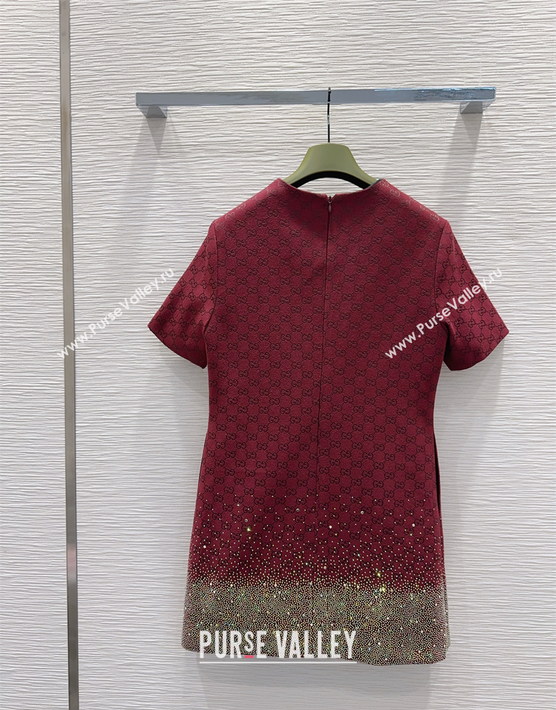 Gucci GG and Cotton Padded Dress with Strass Red 2025 1015 (QI-251015111)
