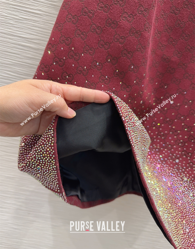 Gucci GG and Cotton Padded Dress with Strass Red 2025 1015 (QI-251015111)