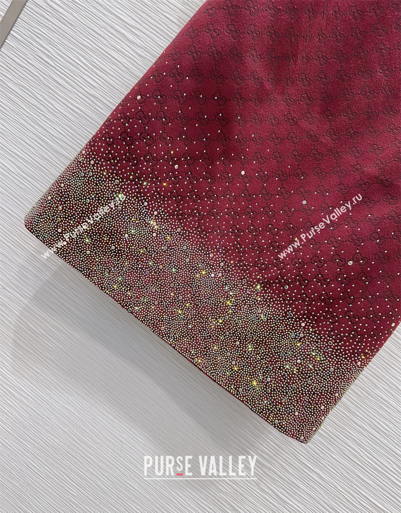 Gucci GG and Cotton Padded Dress with Strass Red 2025 1015 (QI-251015111)