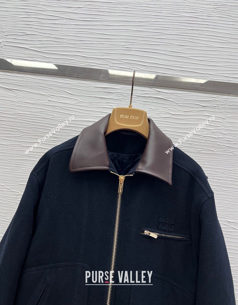 Miu Miu Wool and Padded Jacket Dark Blue 2025 1015 (QI-251015091)