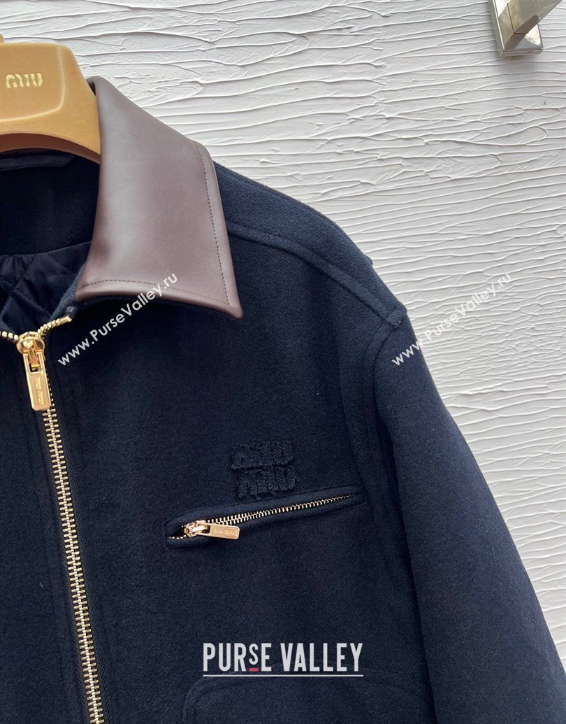 Miu Miu Wool and Padded Jacket Dark Blue 2025 1015 (QI-251015091)