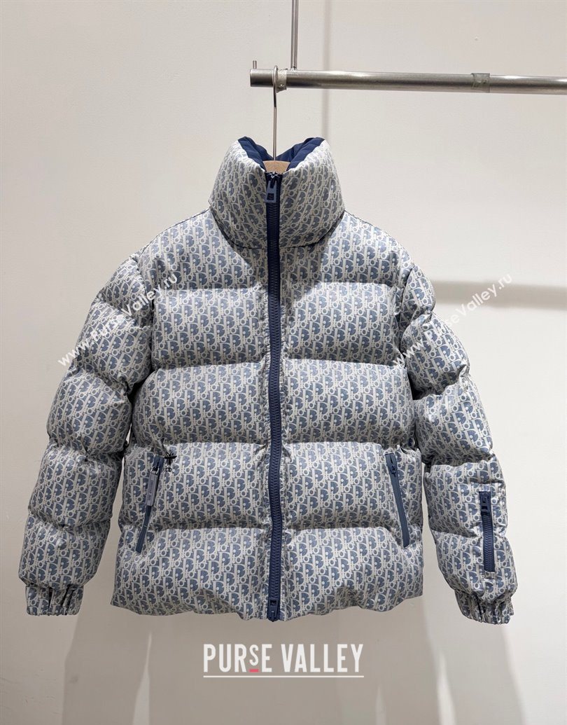 Dior Oblique Down Jacket Blue/Black 2025 1015 (QI-251015098)