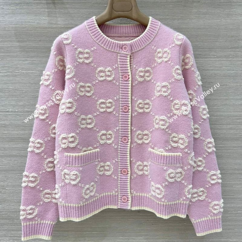 Gucci GG Wool Cardigan Pink 2025 1015 (QI-251015101)