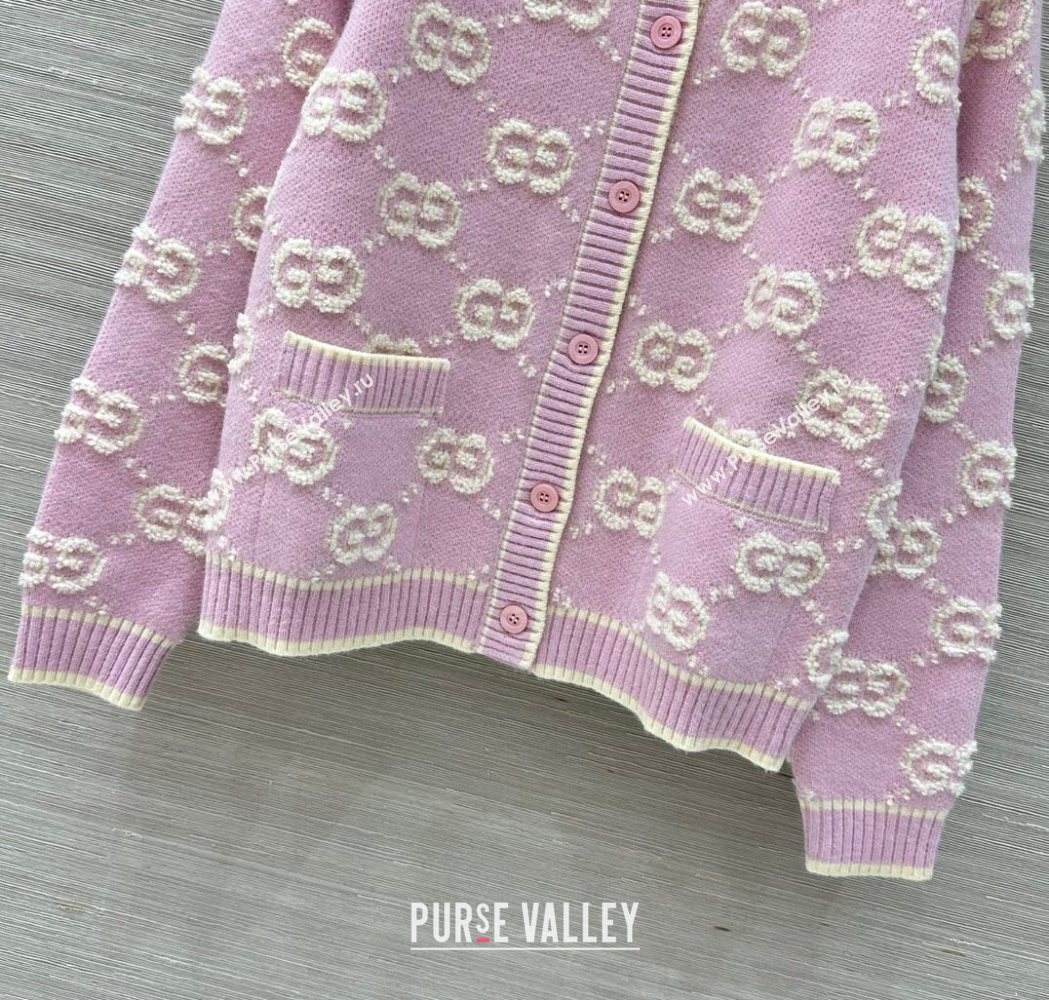 Gucci GG Wool Cardigan Pink 2025 1015 (QI-251015101)