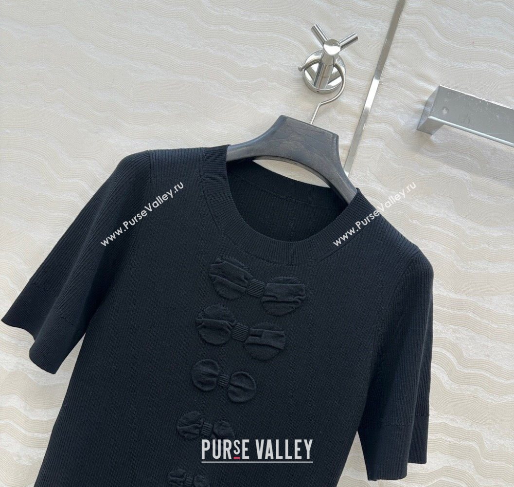Chanel Cotton Knit Shirt with Bow Black 2025 CH101510 (QI-251015085)