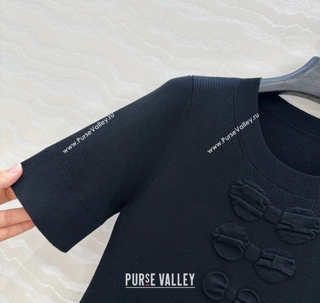 Chanel Cotton Knit Shirt with Bow Black 2025 CH101510 (QI-251015085)