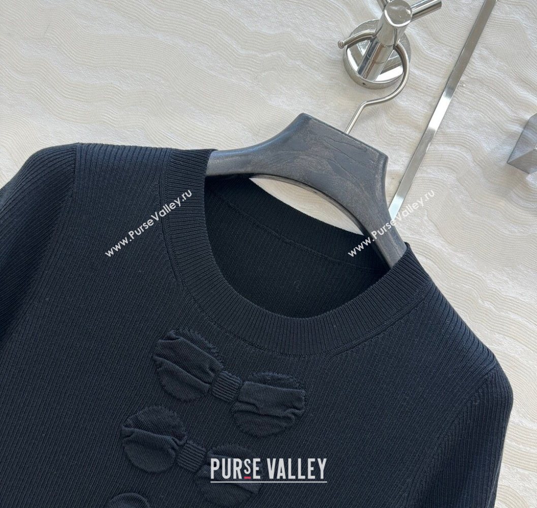 Chanel Cotton Knit Shirt with Bow Black 2025 CH101510 (QI-251015085)