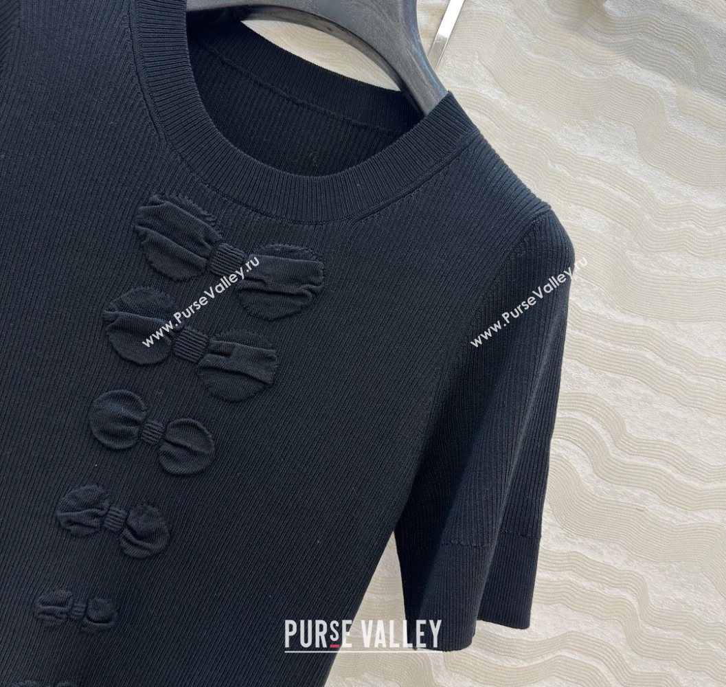 Chanel Cotton Knit Shirt with Bow Black 2025 CH101510 (QI-251015085)