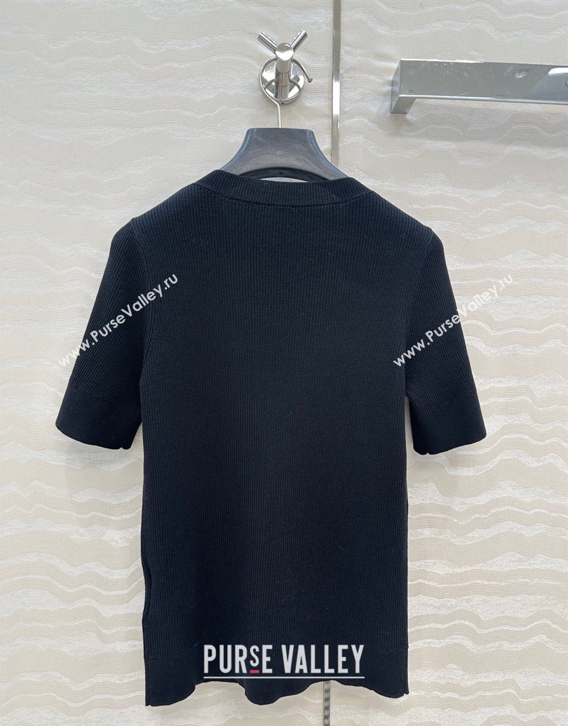 Chanel Cotton Knit Shirt with Bow Black 2025 CH101510 (QI-251015085)