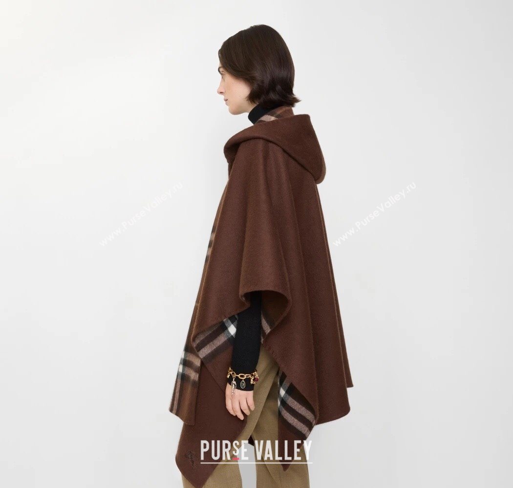 Burberry Cashmere Reversible Cape 90x122cm Black 2025 1015 (QI-251015087)