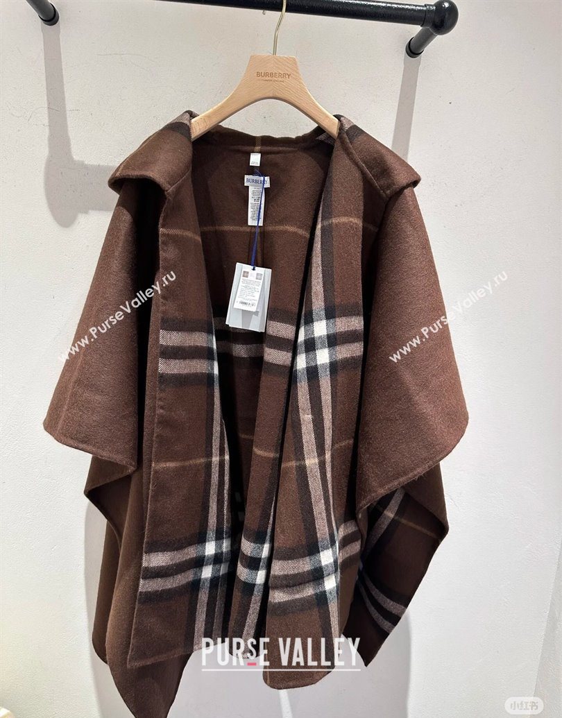Burberry Cashmere Reversible Cape 90x122cm Brown 2025 1015 (QI-251015086)