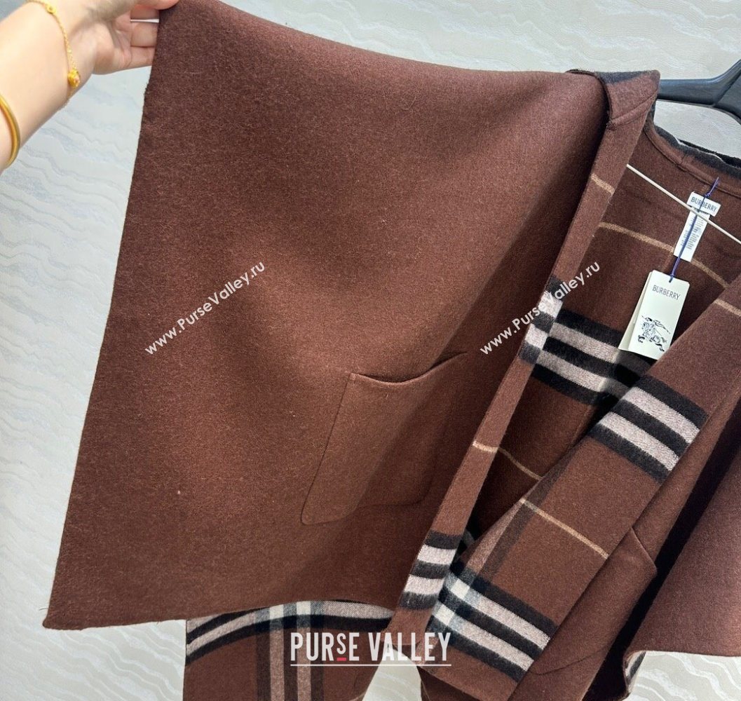 Burberry Cashmere Reversible Cape 90x122cm Brown 2025 1015 (QI-251015086)